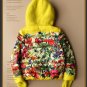 yellow floral down coat Hooded short parkas jacket 90% duck's down