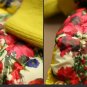 yellow floral down coat Hooded short parkas jacket 90% duck's down