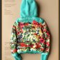 blue floral down coat short parkas jacket 90% duck's down
