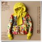 blue floral down coat short parkas jacket 90% duck's down