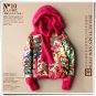 blue floral down coat short parkas jacket 90% duck's down