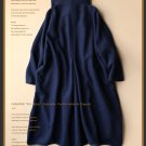 Navy 80% woolen overcoat cardigan causal coat outwear