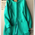 Solid light blue woolen winter overcoat cardigan coat
