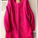 Solid rose woolen cardigan coat sweet winter overcoat