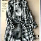 swallow grid woolen coat plus size winter overcoat cardigan jacket in black and white