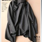 gray Asymmetric woolen coat women's overcoat wool cardigan