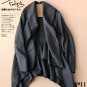 gray Asymmetric woolen coat women's overcoat wool cardigan