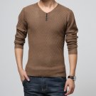Men's Fashion Slim V-neck knitting 100% cotton Long Sleeve T-shirts