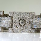 $80,000 VIDEO 18KT 20.00CT DIAMONDS ART DECO CLASSIC LINK CUFF BRACELET CLUSTER
