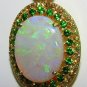&acirc;��$18,000 19.23CT NATURAL BLACK FIRE OPAL & TSAVORITE PENDANT 14KT & CHAIN