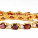 $8000 14.81ct NATURAL NO HEAT RED SPINEL DIAMONDS TENNIS BRACELET 14KT UNHEATED