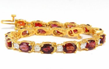 $8000 14.81ct NATURAL NO HEAT RED SPINEL DIAMONDS TENNIS BRACELET 14KT UNHEATED