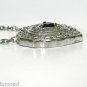 â–ˆ$4000 1.25CT NATURAL SAPPHIRE DIAMOND CLUSTER NECKLACE 14KT â–ˆ