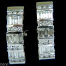 █$6500 VIDEO 2.26CT DIAMONDS SEMI HOOP BAGUETTE & ROUND EARRINGS G/VS 14KT VS