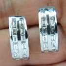 █$8000 VIDEO 2.00CT BAGUETTE TWO ROWS DIAMOND SEMI HOOP CLIP EARRINGS 14KT