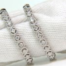 █$3500 .90CT DIAMONDS HOOP EARRINGS CIRCULAT ROPE TWIST DECO 14KT SNAP BUTTON