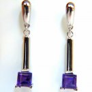 █ 14KT 2.00CT NATURAL VIVID AMETHYST DANGLE EARRINGS SQUARED █
