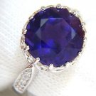 █$3000 5.20CT NATURAL BRILLIANT ROUND DEEP PURPLE AMETHYST DIAMOND RING 14KT