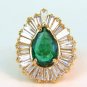 $17,500 5.35CT NATURAL EMERALD DIAMOND RING BALLERINA COCKTAIL CLUSTER 18KT BEST