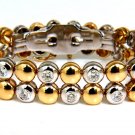 █$18,500 5.00CT 18KT DIAMONDS ROUNDS TWO TONED DOMED LINK BRACELET G/VS RARE █