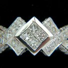 █$3800 1.00CT CLASSIC PRINCESS CLUSTER & ROUNDS CROSSOVER RING SPLIT SHANK█