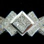 █$3800 1.00CT CLASSIC PRINCESS CLUSTER & ROUNDS CROSSOVER RING SPLIT SHANK█