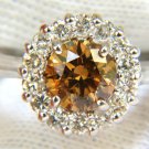 $9000 2.01CT NATURAL FANCY ORANGE BROWN DIAMOND CLUSTER HALO RING G/VS FULL CUTS