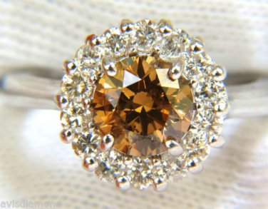 $9000 2.01CT NATURAL FANCY ORANGE BROWN DIAMOND CLUSTER HALO RING G/VS FULL CUTS
