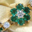 █$8000 VIDEO 5.75CT NATURAL FINE EMERALD DIAMONDS TENNIS CLUSTERS BRACELET 14KT
