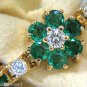 █$8000 VIDEO 5.75CT NATURAL FINE EMERALD DIAMONDS TENNIS CLUSTERS BRACELET 14KT
