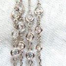█$8000 2.50CT DIAMONDS THREE's STATION BY THE YARD NECKLACE FLUSH BEZEL 14KT A+