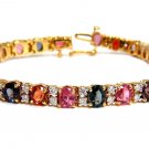█$9500 18.24CT NATURAL VIVID COLORS SPINEL DIAMONDS TENNIS BRACELET 14KT