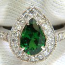 █$7000 2.56CT NATURAL BRIGHT FINE GEM GREEN TSAVORITE DIAMOND RING 14KT █