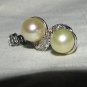 VIDEO .50ct DIAMONDS CULTURE PEARL EARRINGS 14KT