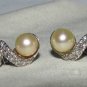 VIDEO .50ct DIAMONDS CULTURE PEARL EARRINGS 14KT