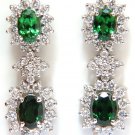$7000 5.32CT NATURAL VIVID GREEN TSAVORITE DIAMOND EARRINGS 14KT HALO DANGLE