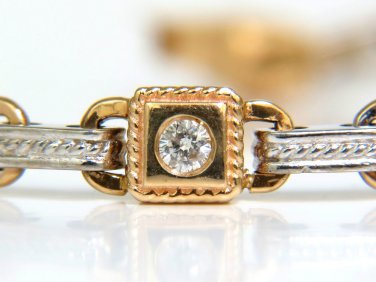 $5500 VIDEO CIRCLE & BAR .95CT DIAMOND BRACELET TWO TONED 14KT G/SI 7 INCH