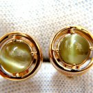 $6000 4.00CT NATURAL UNTREATED CATS EYE CLIP EARRINGS 14KT OMEGA