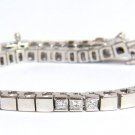 $5000 2.50CT DIAMONDS SMOOTH MIRROR SHINE CHANNEL BOX LINK BRACELET 14KT G/VS