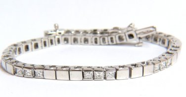 $5000 2.50CT DIAMONDS SMOOTH MIRROR SHINE CHANNEL BOX LINK BRACELET 14KT G/VS