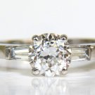 █$18000 GIA 1.21CT EUROPEAN CUT DIAMOND RING F/VS2 PLATINUM█