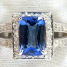 █$6,600 3.49CT NATURAL CUSHION TANZANITE DIAMOND RING SPLIT SHANK 14KT █