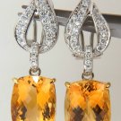 █$9500 26.50CT NATURAL GOLDEN CITRINE DIAMOND DANGLE EARRINGS 14KT█