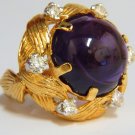 █$5000 14.90CT NATURAL BRILLIANT ROUND GLOW PURPLE AMETHYST DIAMOND RING 14KT