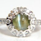$7000 3.56CT NATURAL DIAMOND CHRYSOBERYL MESMERIZING CATS EYE RING 14KT KHAKI