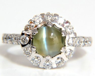 $7000 3.56CT NATURAL DIAMOND CHRYSOBERYL MESMERIZING CATS EYE RING 14KT KHAKI