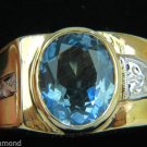 █$1500 2.00ct NATURAL AQUAMARINE DIAMOND RING SOLITAIRE DECO 14KT█