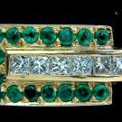 █$4000 3.00CT NATURAL 3D RETRO DECO STEP EMERALD DIAMOND RING 14K VS █