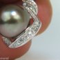 â–ˆ$3500 18KT 12MM TAHITIAN PEARL 1.00ct DIAMONDS ENHANCER PENDANT G/VS