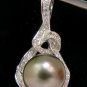 â–ˆ$3500 18KT 12MM TAHITIAN PEARL 1.00ct DIAMONDS ENHANCER PENDANT G/VS